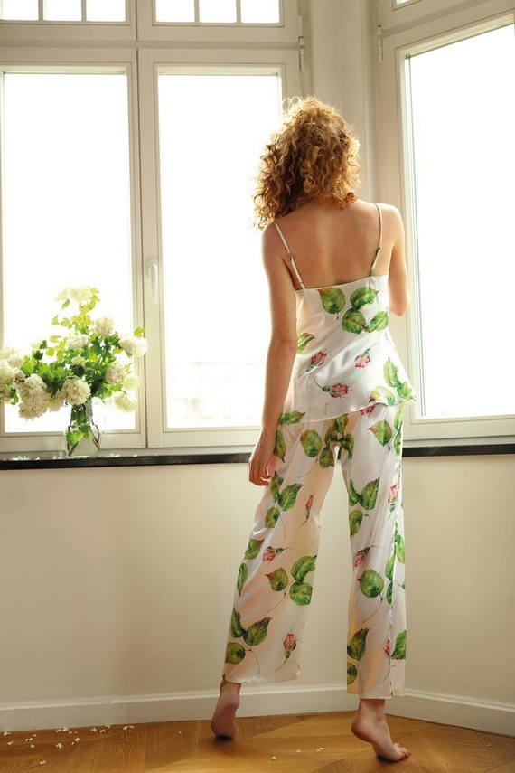 Flowers Komplet Damski Piżama DKaren - DK-KC 7 biały