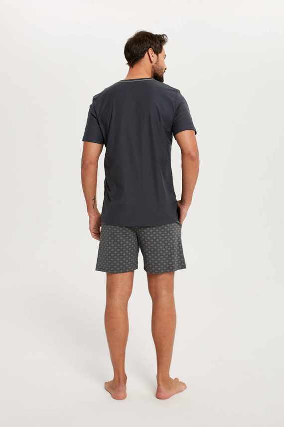 Abel Piżama Męska krótki rękaw, spodenki Italian Fashion - grafitowy/druk