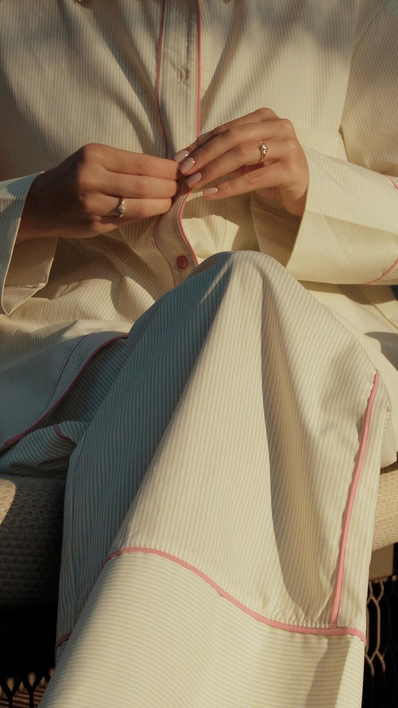 Piżama damska Sensis Raven limonkowa – bawełniana, koszula + spodnie