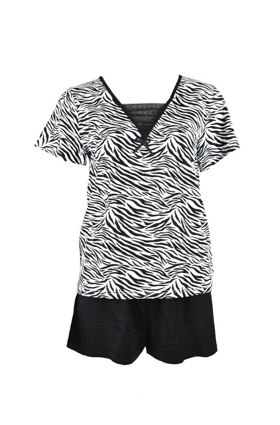 747 Savannah Piżama damska De Lafense - biały-czarny