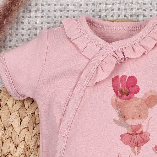 ABN-5684 Body niemowlęce Nini Małe Myszki organiczna bawełna kopertowe krótki rękaw