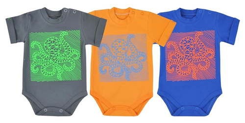 Bawełiane Body krótki rękaw "JOŚMIORNICA" Koala- żółty