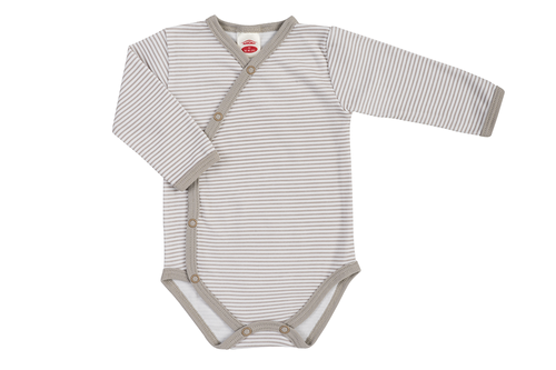 "Strip Types" Makoma Body dzidziuś z długim rękawem beżowy