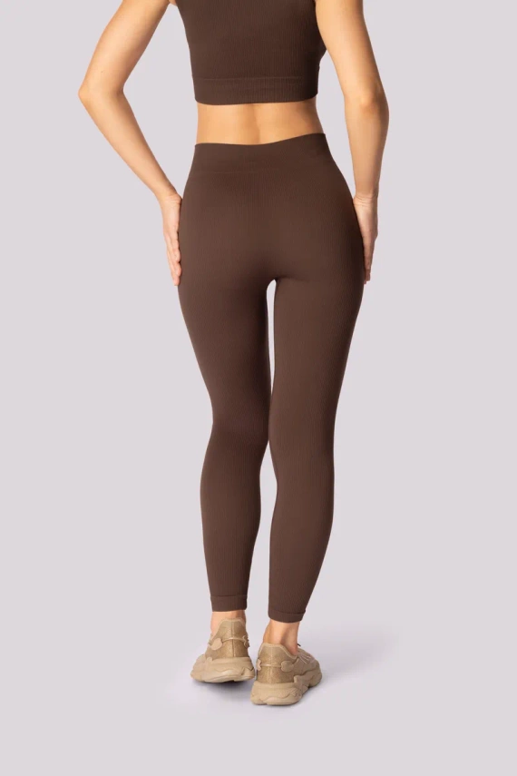 Ribbed legginsy damskie prążek Mona caffe