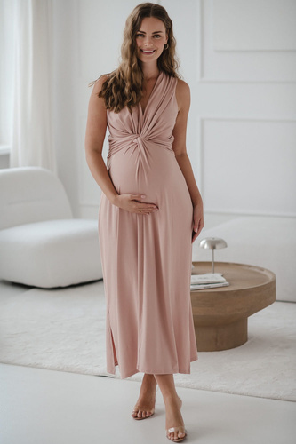 Loop maxi sukienka ciążowa i do karmienia Milk&Love pudrowy róż