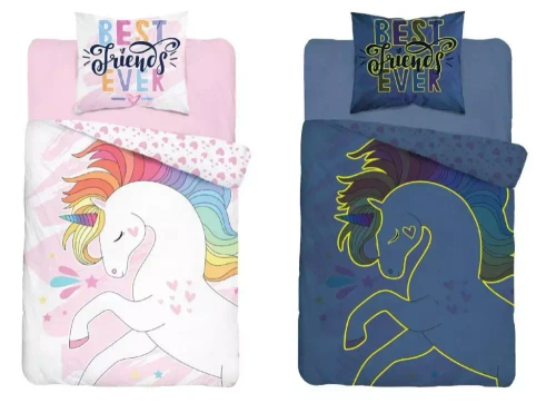 4537 A Fluo 10 Pościel bawełniana świecąca w ciemności Jednorożec Detexpol