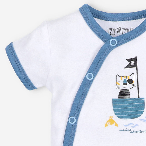 ABN-5002/BIA Piraci Body kopertowe krótki rękaw z bawełny organicznej Nini biały