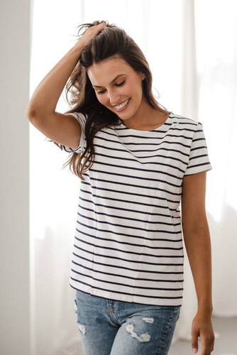 Bluzka do karmienia z krótkim rękawem Milk&Love w paski