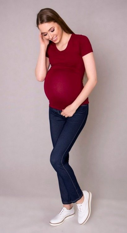 984 Bluzka ciążowa w serek do karmienia MIRACLE- bordowa