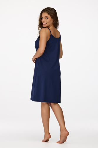 no. 25 Koszula nocna ciążowa Senizo granatowy– bawełna 100%, zamek do karmienia, ramiączka
