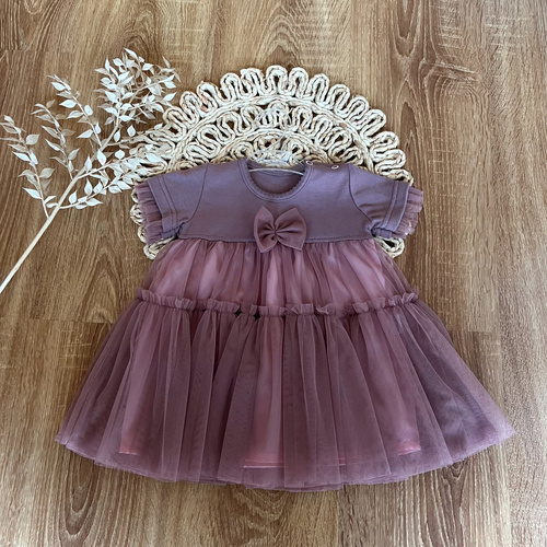 SK11033 Groszki Mamatti Sukienka z krótkim rękawem