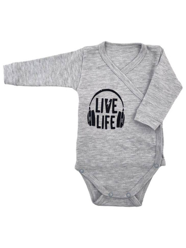 "Music" Terjan Body rozpinane z długim rękawem - szary