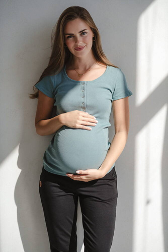Tummy Bluzka ciążowa i do karmienia z krótkim rękawem Milk&Love patynowy