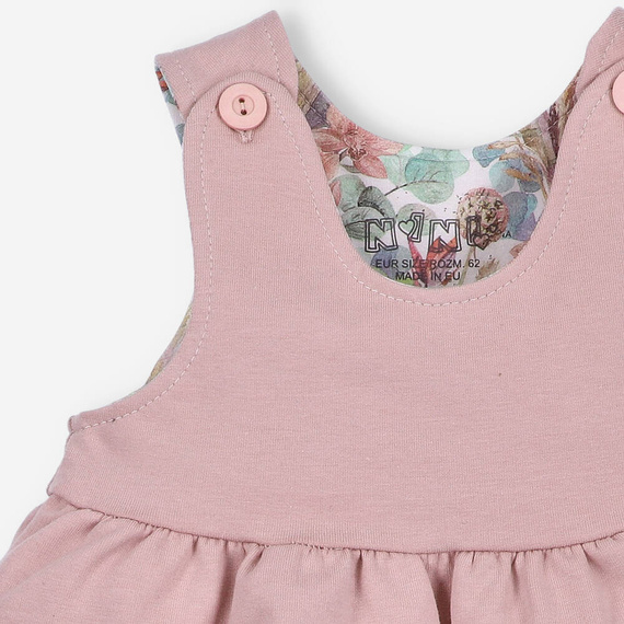 Magic Flowers Spodnie ogrodniczki z bawełny organicznej Nini różowe