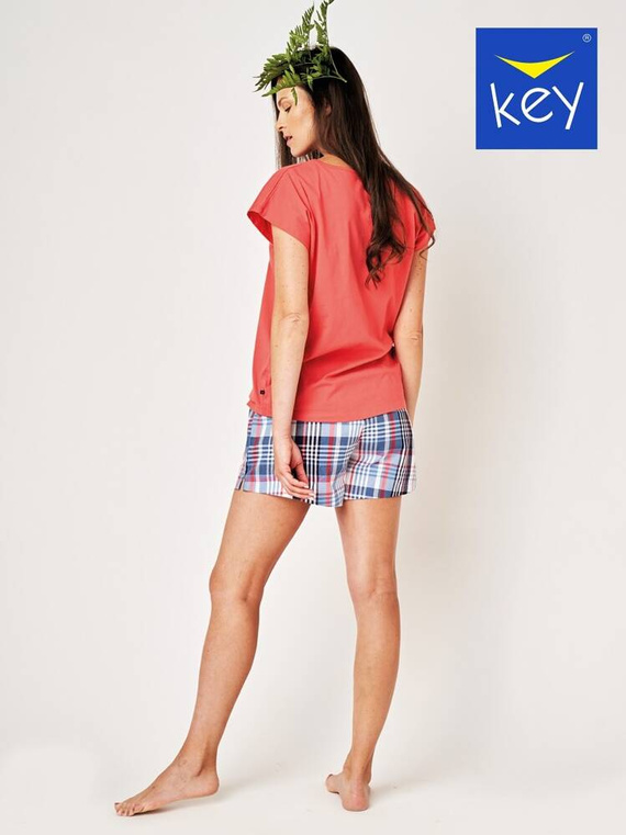 LNS 454 Piżama Damska bawełniana Key - koralowy