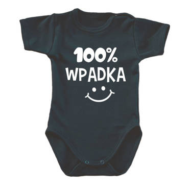 "100% WPADKA" Moocha body krótki rękaw czarny  