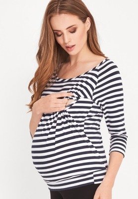 Bluzka ciążowa i do karmienia piersią 3/4 rękaw Cool Mama paski