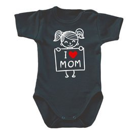 Body krótki rękaw "I LOVE MOM" Moocha czarny