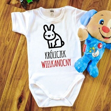 Body krótki rękaw "Króliczek Wielkanocny" Moocha białe