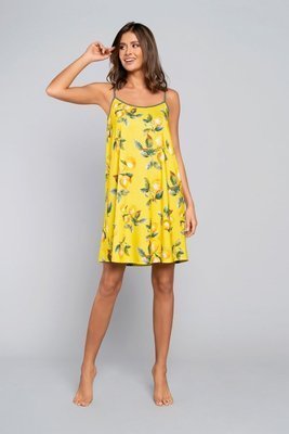 Lemon Italian Fashion Koszula nocna, wąskie ramiączko - żółty 