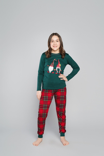 Santa Italian Fashion Piżama dla dziewczynki- zielona