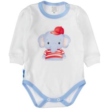 Słoń w czapce Martex Body niemowlęce długi rękaw biały 