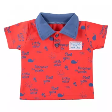 T-shirt polo dla chłopca "Little Sailor" Ewa Klucze - czerwony