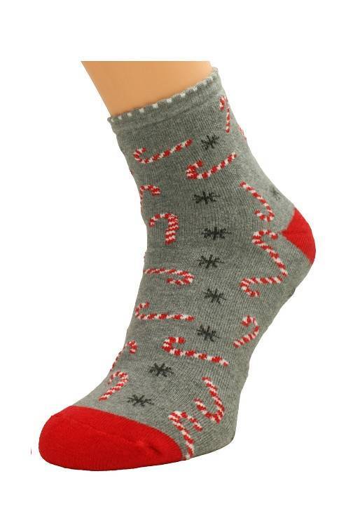 0907 X-Mass Socks Skarpety damskie Bratex D-979 szary