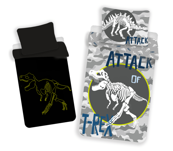 7196 Dinozaury T-Rex Jerry Fabrics Pościel bawełniana świecąca w ciemności 