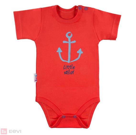 Body bawełniane krótki rękaw "Little Sailor" Ewa Klucze - czerwony