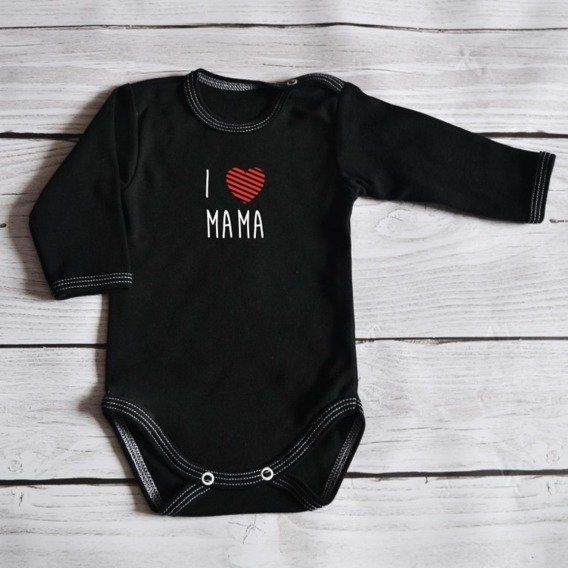 Body długi rękaw "I <3 mama" Moocha czarne