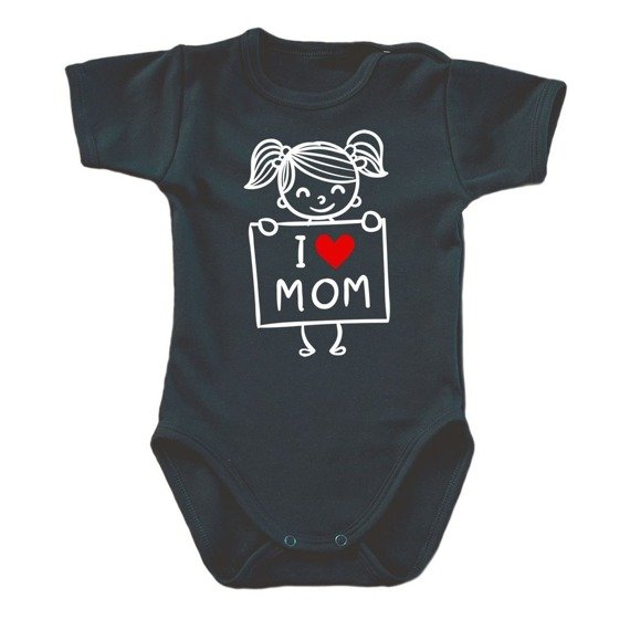 Body krótki rękaw "I LOVE MOM" Moocha czarny