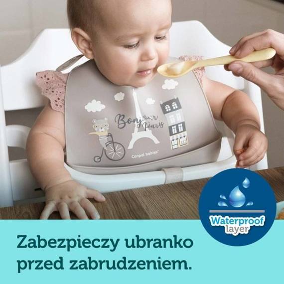 CA74/027BEI Śliniak silikonowy Bonjour Canpol Babies beżowy 