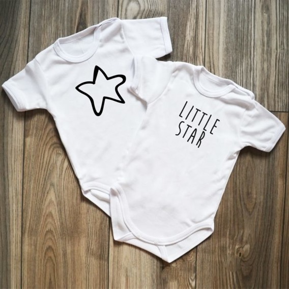 Dwupak body krótki rękaw "Little star" Moocha białe