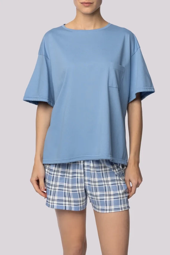 Joy shortsleeve Piżama damska Mona sky blue 