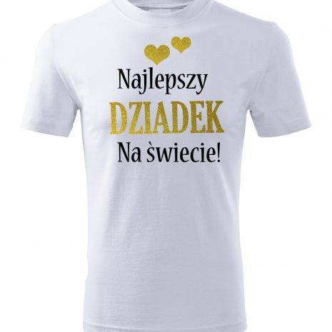 "Najlepszy DZIADEK NA ŚWIECIE – złoty nadruk" Moocha koszulka męska biały