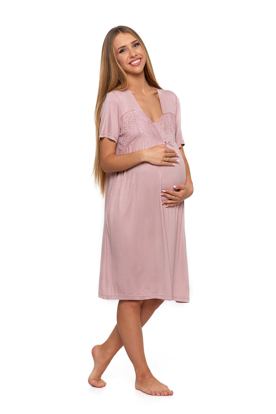 PDK3900-120 Koszula ciążowa i do karmienia Moraj - pudrowy róż