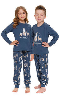 Piżama dziecięca 4324 "Animals" Unisex  Doctor Nap - deep blue