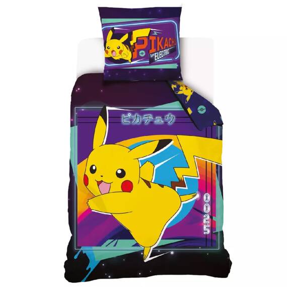 Pokemon Pikachu  Pościel bawełniana Carbotex  fioletowy