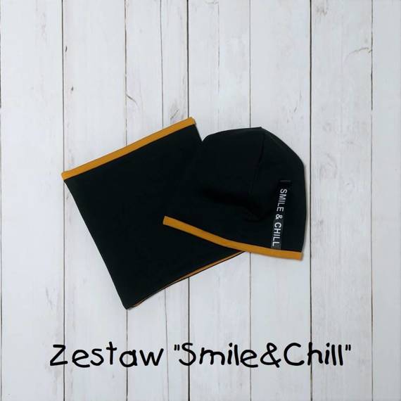 Zestaw Smile&Chill Bambarillo czapka + komin czarny 